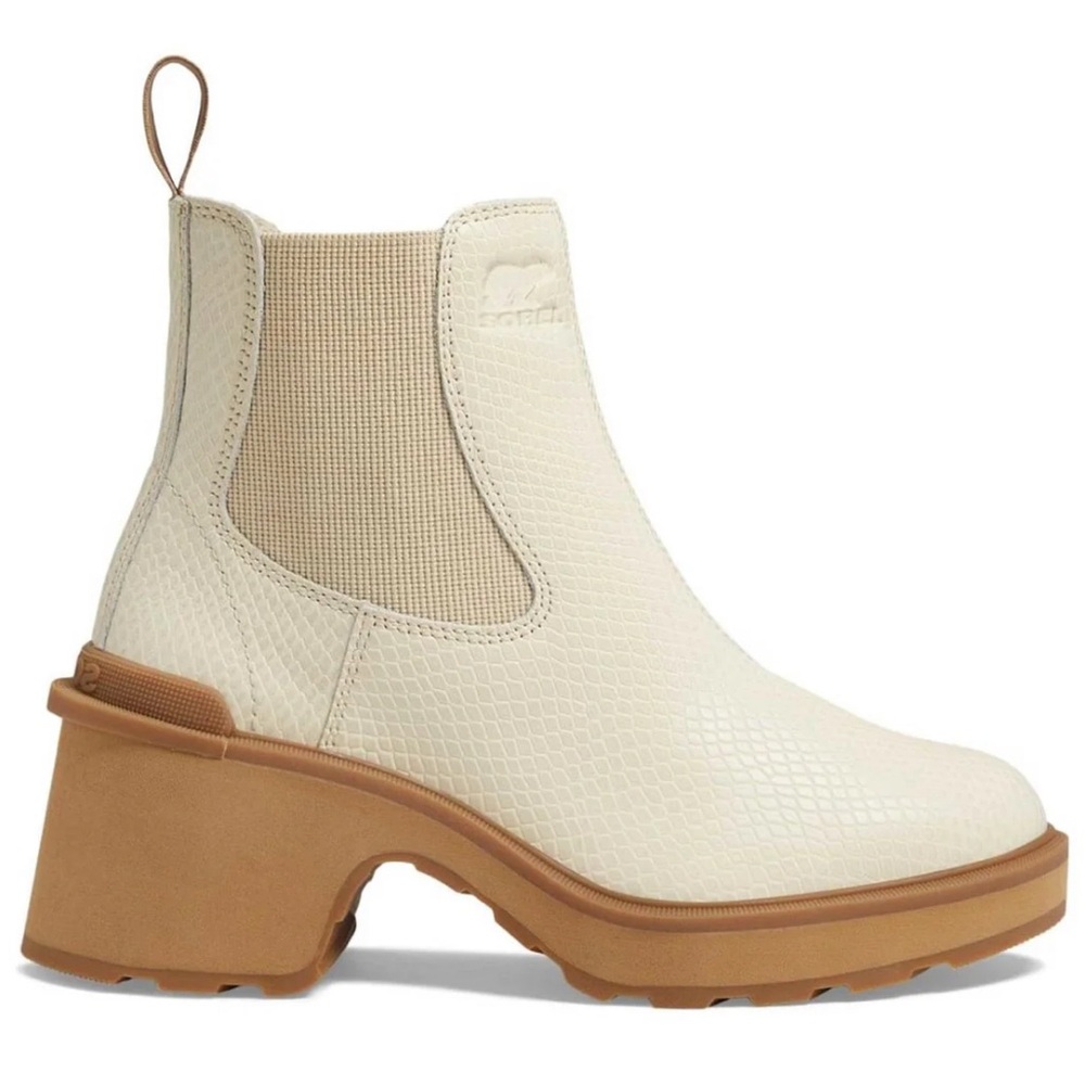 Women's Sorel Hi-Line Heel Chelsea Boot - Bleached Ceramic, Caribou Buff